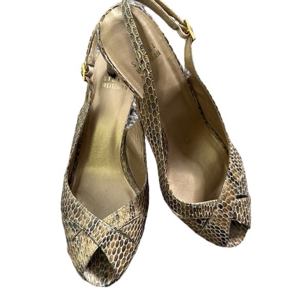 Stuart weitzman snake print leather sandals size 7.5 summer - Picture 2 of 12